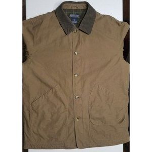 Lands' End Flannel Lined Brown Canvas Chore Field Jacket Coat Men's Size XL Tall